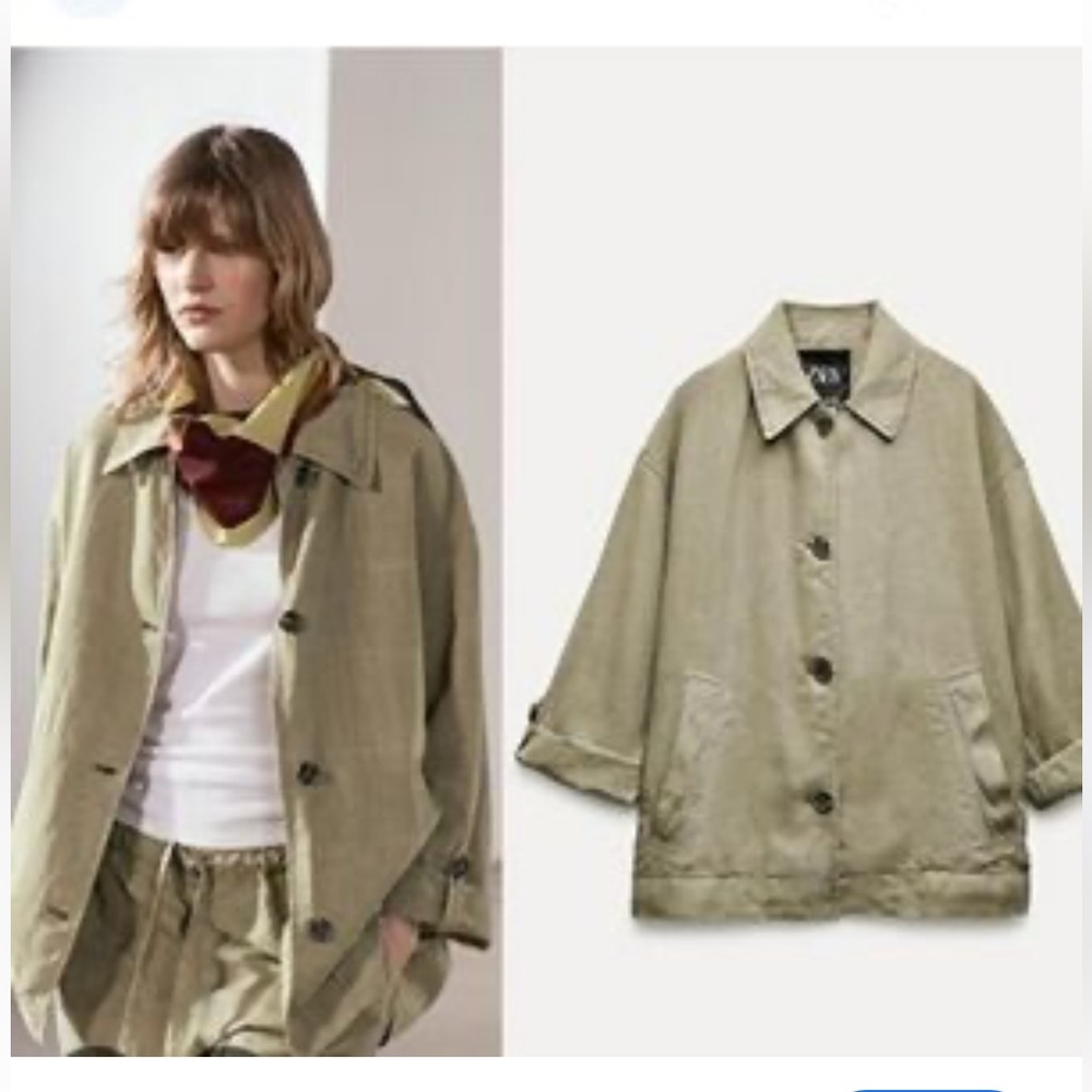NWT Zara Linen Blend Faded Overshirt